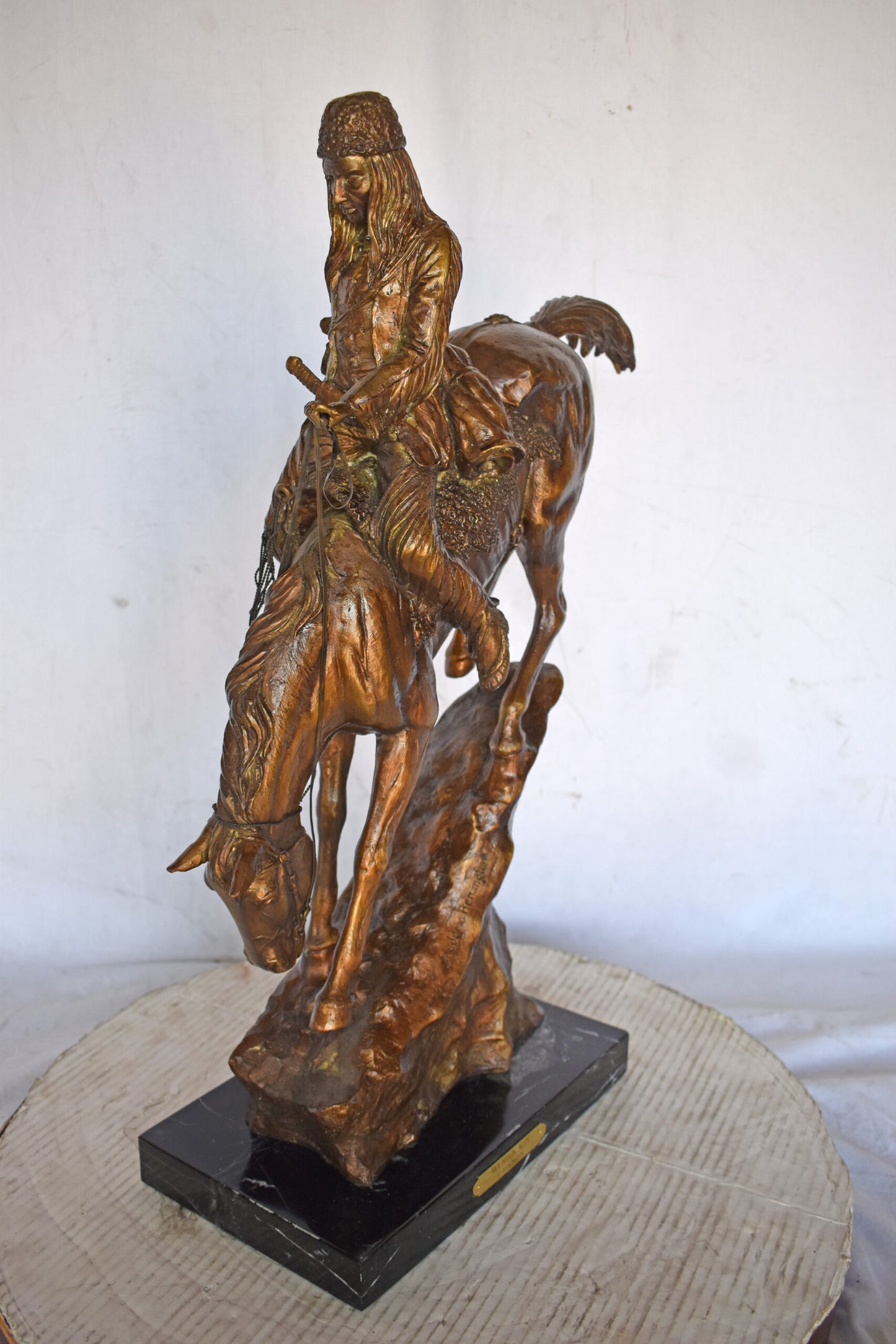 Mountain Man Bronze Statue, a Remington Replica - Size: 18"L x 8"W x 28"H.