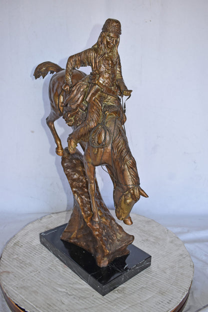 Mountain Man Bronze Statue, a Remington Replica - Size: 18"L x 8"W x 28"H.