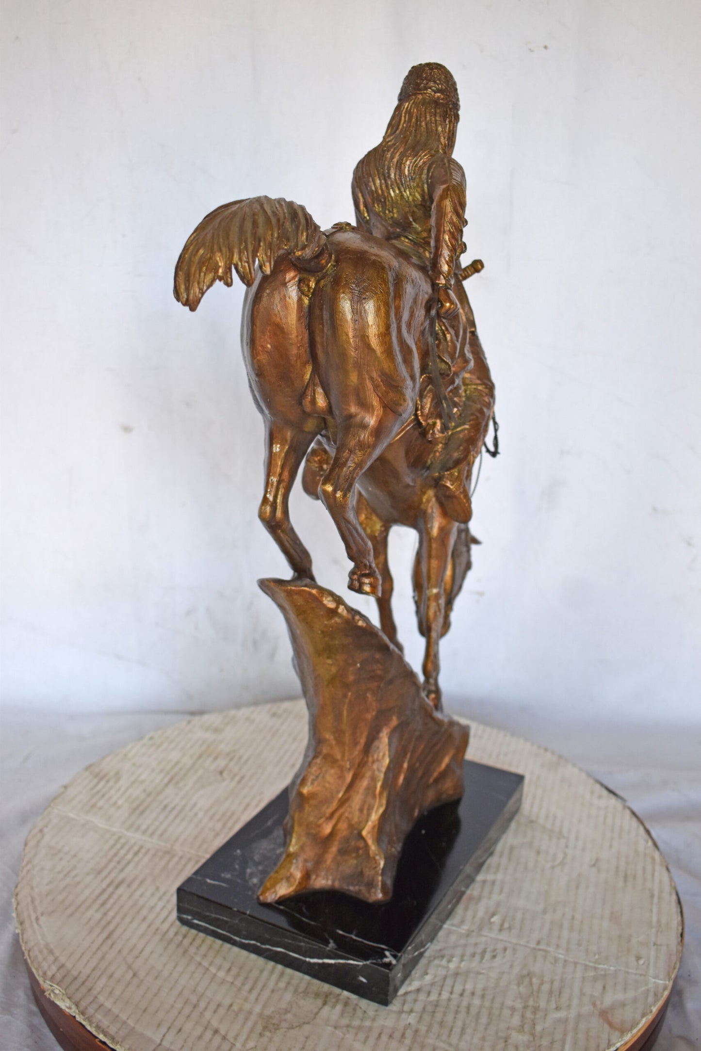 Mountain Man Bronze Statue, a Remington Replica - Size: 18"L x 8"W x 28"H.