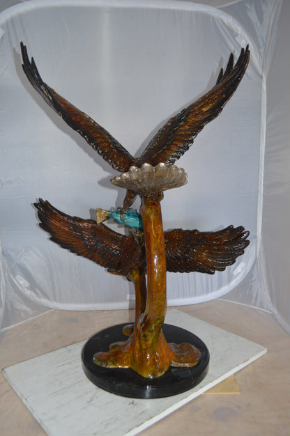 Two Eagles Fighting on Fish Bronze Statue -  Size: 33"L x 28"W x 42"H. 