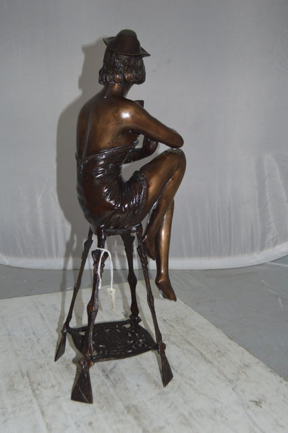 Lady W Champagne Glass Bronze Statue - Size: 8"L x 6"W x 22"H.