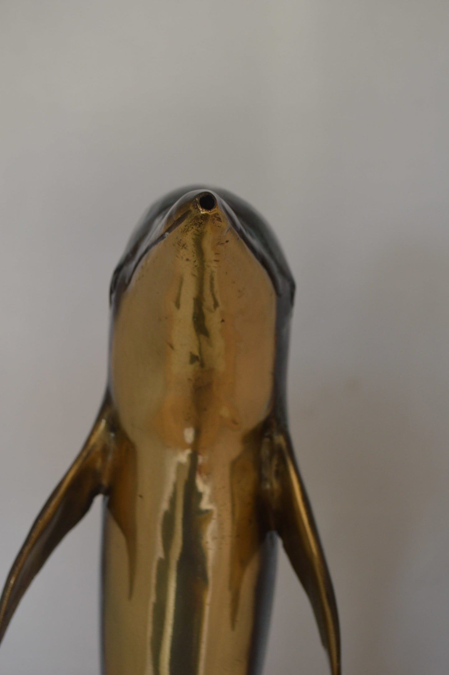 Dolphin Fountain  On A Marble Base Bronze Statue -  Size: 12"L x 8"W x 30"H. 