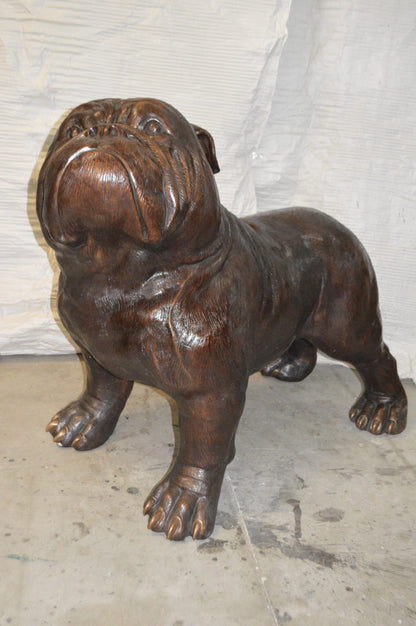 Bulldog Giant Bronze Statue -  Size: 62"L x 26"W x 44"H.