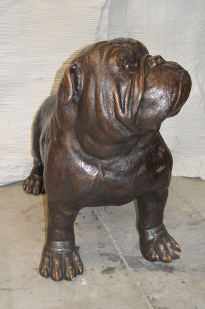 Bulldog Giant Bronze Statue -  Size: 62"L x 26"W x 44"H.
