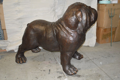 Bulldog Giant Bronze Statue -  Size: 62"L x 26"W x 44"H.