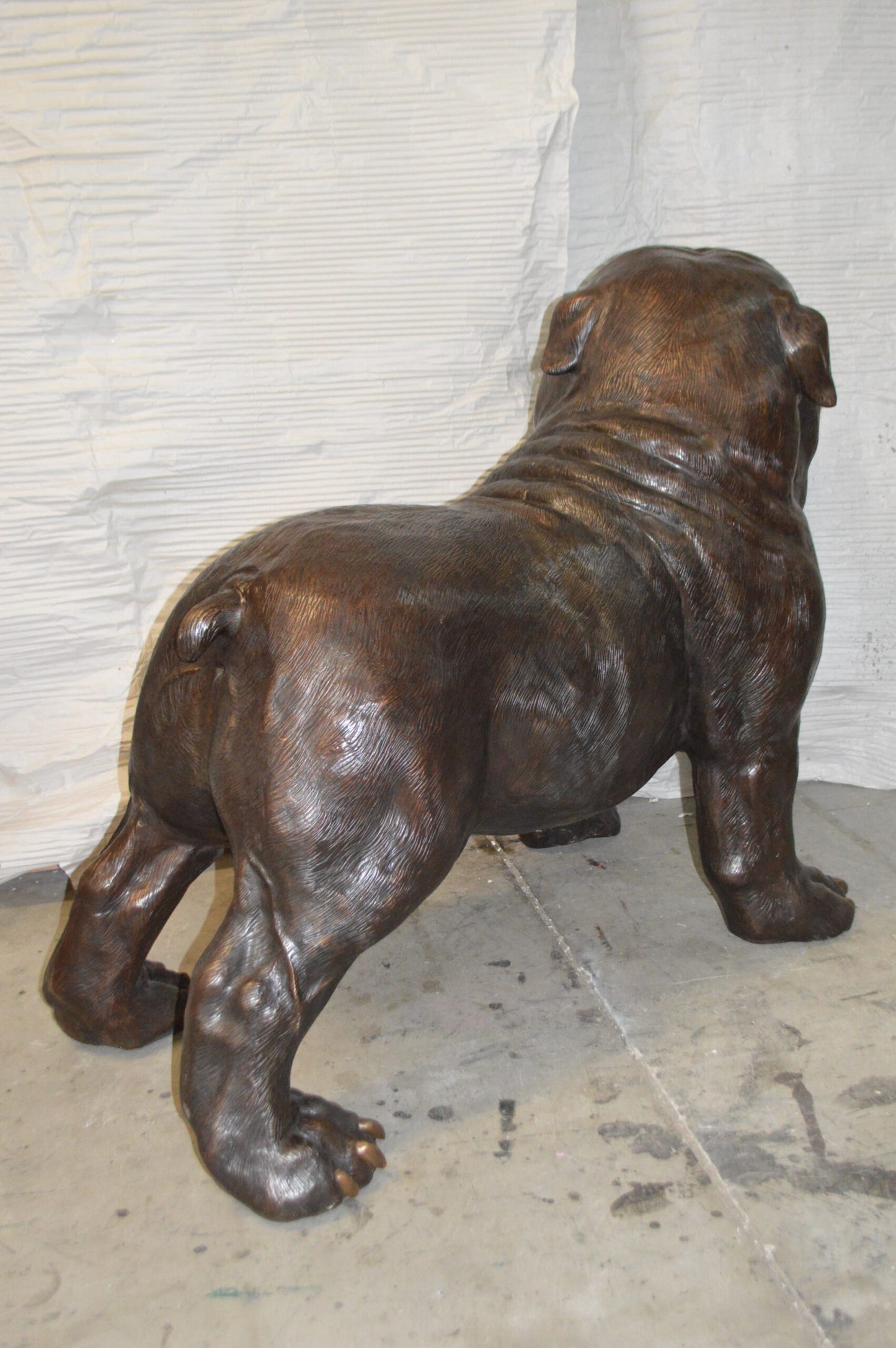 Bulldog Giant Bronze Statue -  Size: 62"L x 26"W x 44"H.