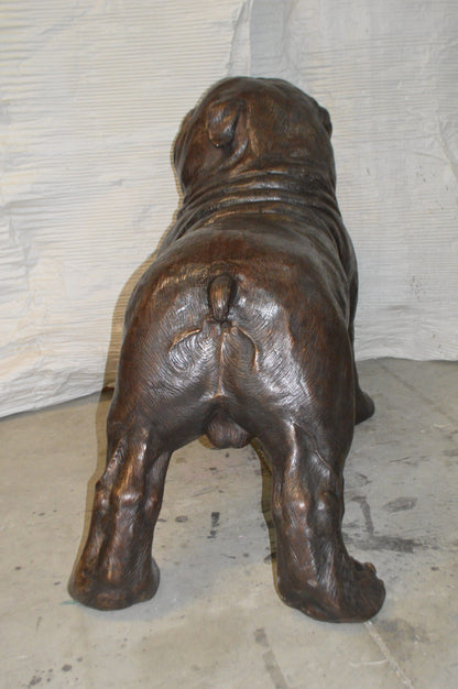 Bulldog Giant Bronze Statue -  Size: 62"L x 26"W x 44"H.