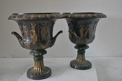 Pair of Beautiful Urns Bronze Statues - Size: 24"L x 24"W x 29"H.