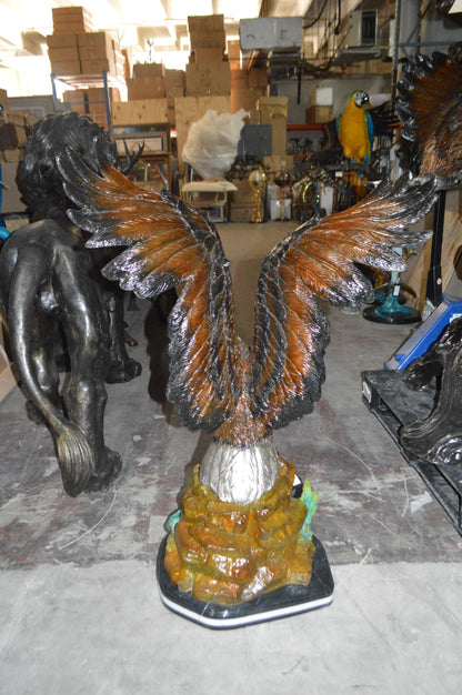 Eagle On A Rock Bronze Statue -  Size: 32"L x 18"W x 48"H. 