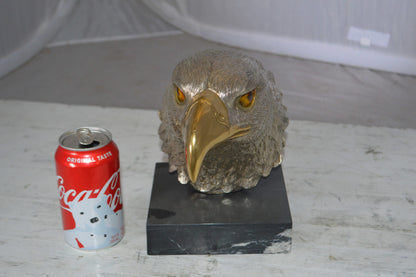 Eagle head Silver Finish - Bronze Statue -  Size: 10"L x 6"W x 8.5"H. 