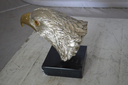Eagle head Silver Finish - Bronze Statue -  Size: 10"L x 6"W x 8.5"H. 