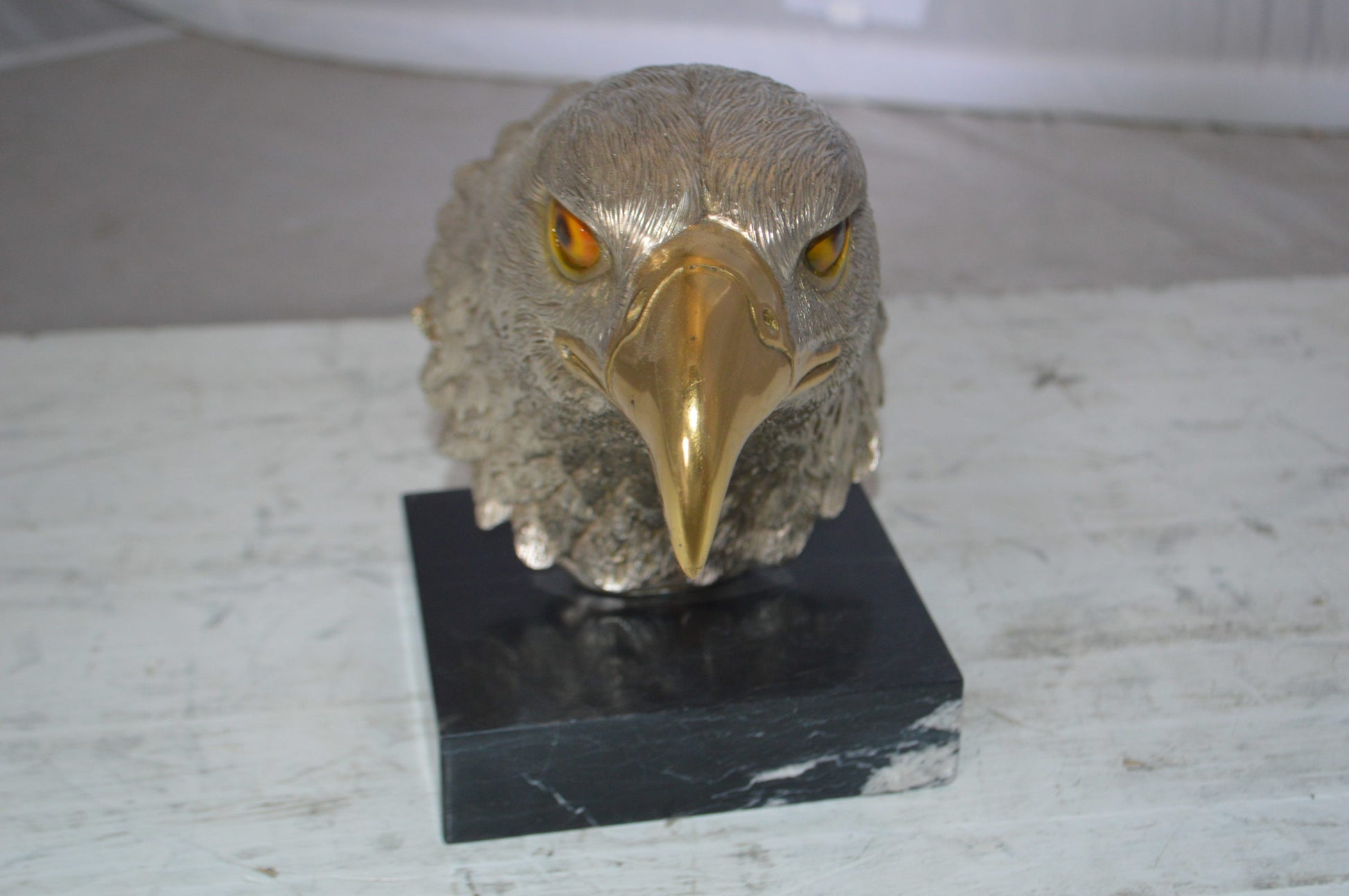 Eagle head Silver Finish - Bronze Statue -  Size: 10"L x 6"W x 8.5"H. 