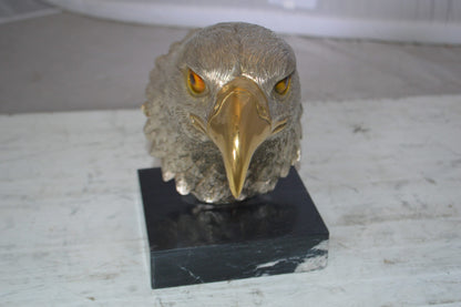 Eagle head Silver Finish - Bronze Statue -  Size: 10"L x 6"W x 8.5"H. 