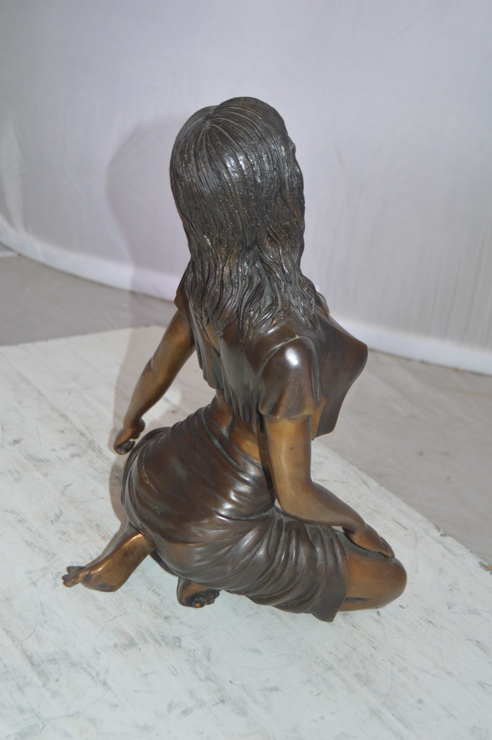 Nude girl Bronze Statue -  Size: 8"L x 11"W x 14"H. 