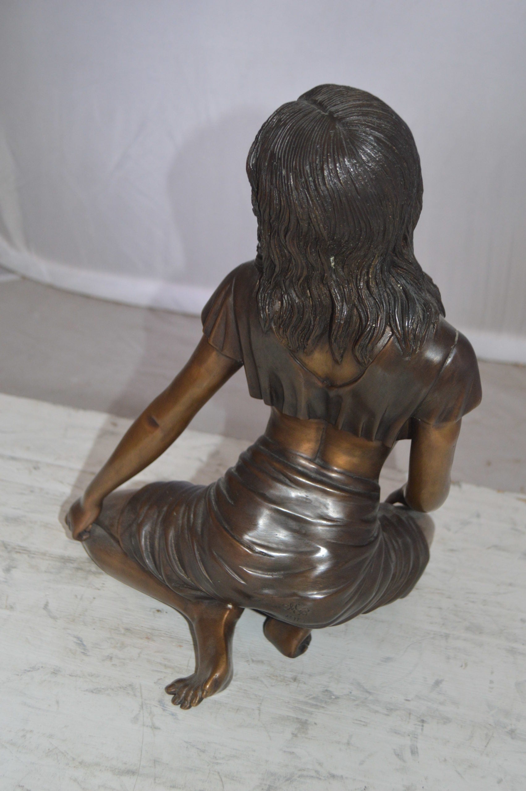 Nude girl Bronze Statue -  Size: 8"L x 11"W x 14"H. 