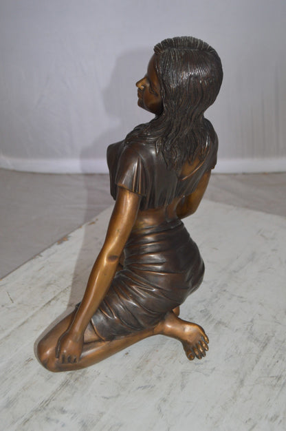 Nude girl Bronze Statue -  Size: 8"L x 11"W x 14"H. 