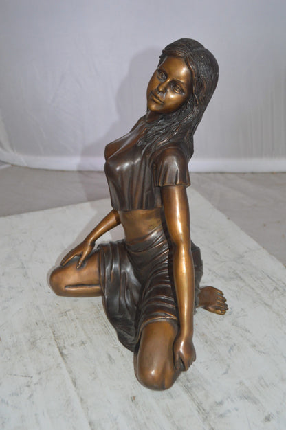 Nude girl Bronze Statue -  Size: 8"L x 11"W x 14"H. 