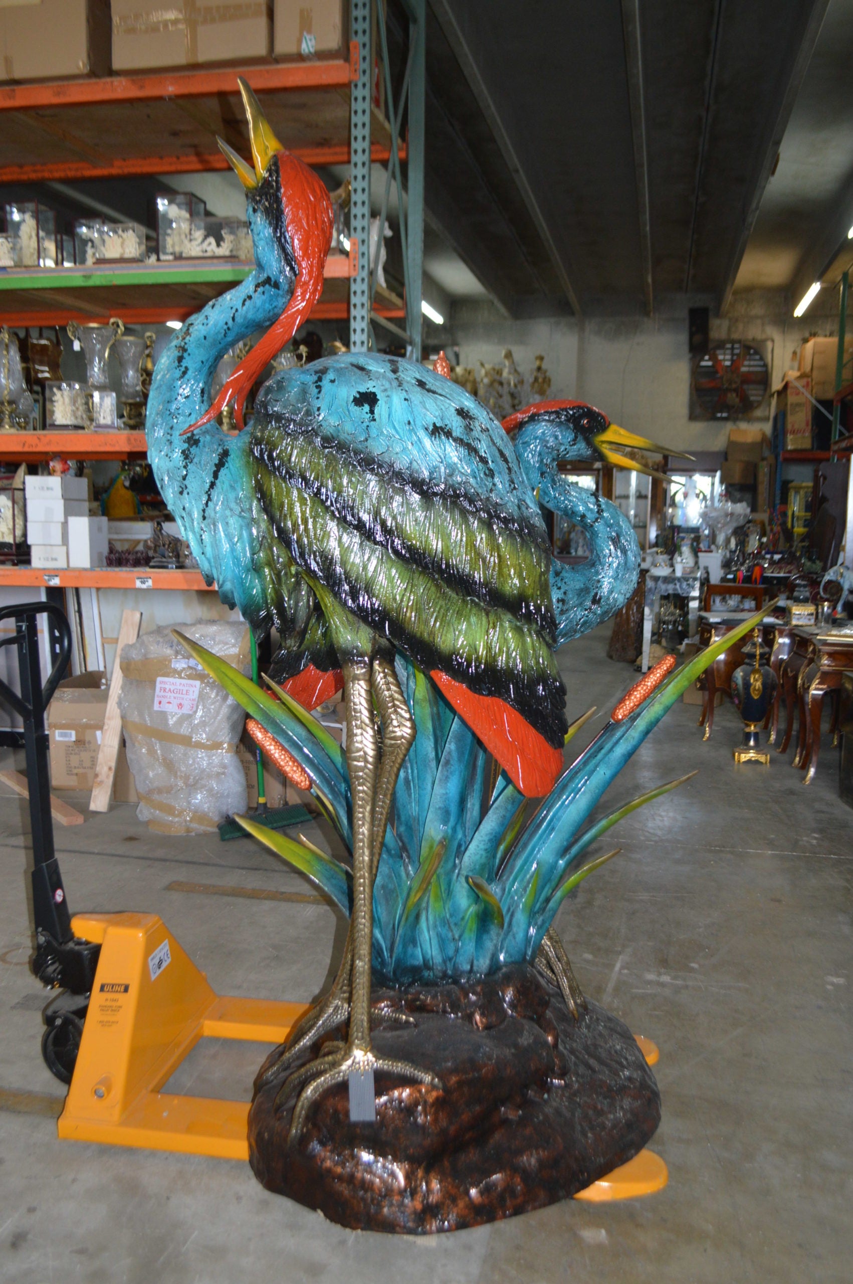 Two colored Herons fountain -  Size: 53"L x 40"W x 88"H. 