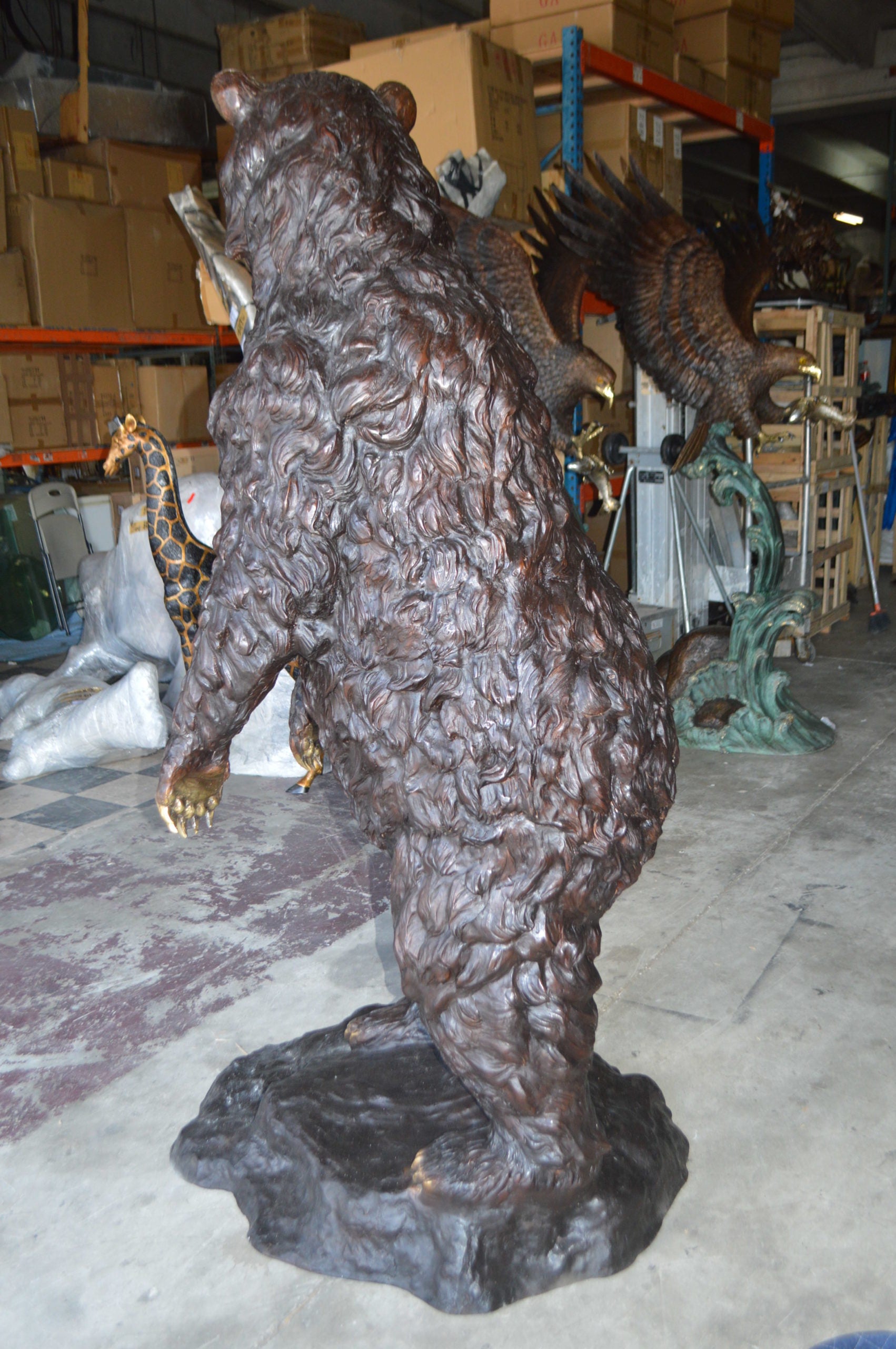 Big Bear standing Bronze Statue -  Size: 45"L x 42"W x 78"H. 