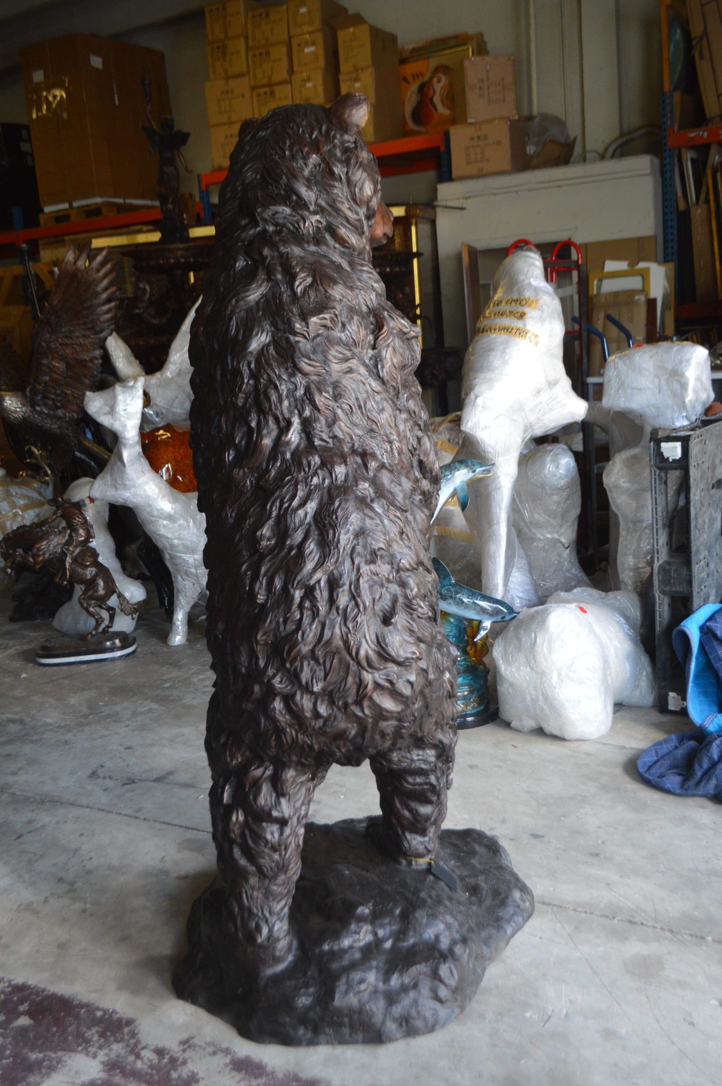 Big Bear standing Bronze Statue -  Size: 45"L x 42"W x 78"H. 