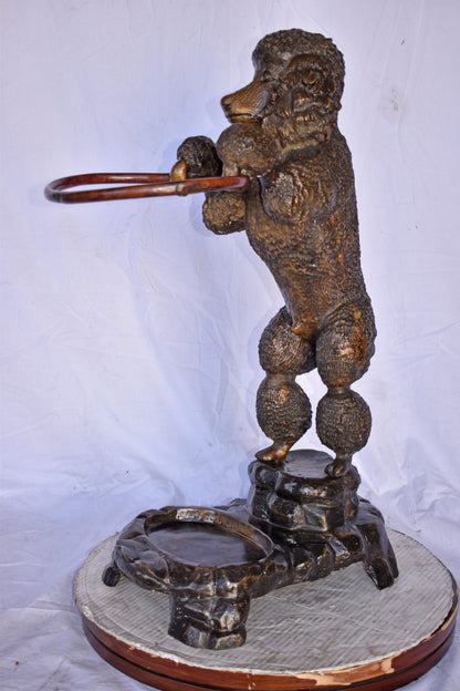 Standard Poodle Dog Hooding A Ring Bronze Statue - Size: 18"L x 13"W x 34"H.