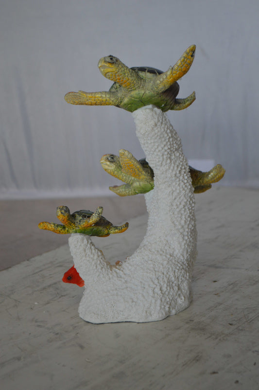 Three Turtles Swimming Resin Statue -  Size: 8"L x 8"W x 10"H. 