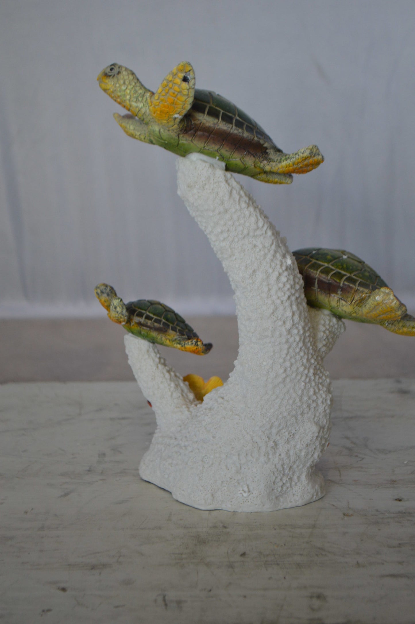 Three Turtles Swimming Resin Statue -  Size: 8"L x 8"W x 10"H. 