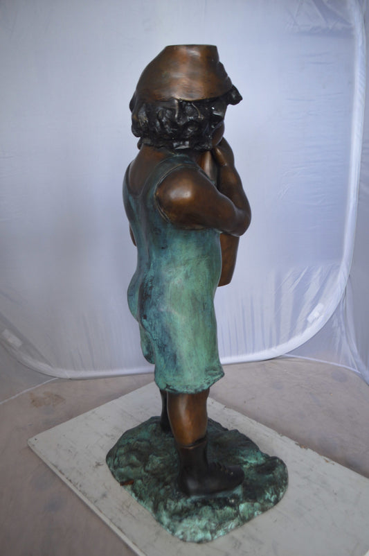 Boy holding a bottle water fountain -  Size: 17"L x 14"W x 38"H. 