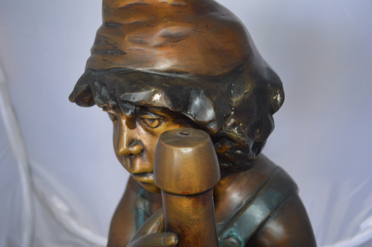 Boy holding a bottle water fountain -  Size: 17"L x 14"W x 38"H.