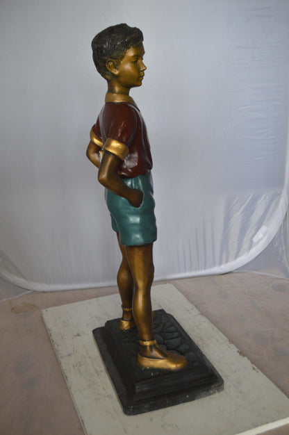 Kid Holding a Book Bronze Statue -  Size: 18"L x 11"W x 36"H. 