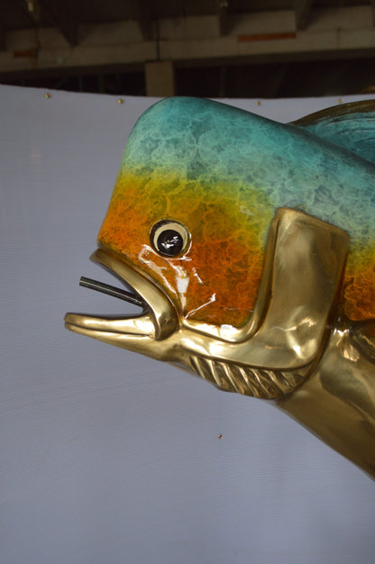 Mahi Mahi -large Fish fountain Bronze Statue  -  Size: 30"L x 32"W x 69"H.