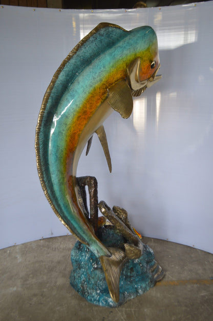 Mahi Mahi -large Fish fountain Bronze Statue  -  Size: 30"L x 32"W x 69"H.
