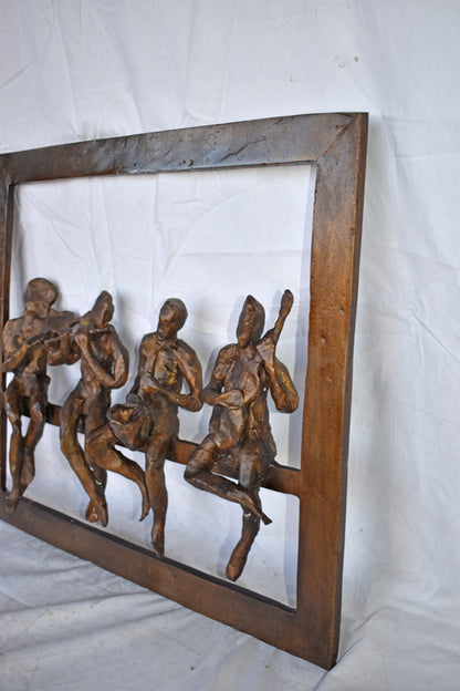 Musicians Picture Frame Made of Bronze Statue - Size: 21"L x 25"W x 4"H.