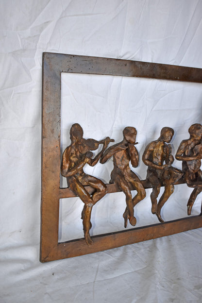 Musicians Picture Frame Made of Bronze Statue - Size: 21"L x 25"W x 4"H.