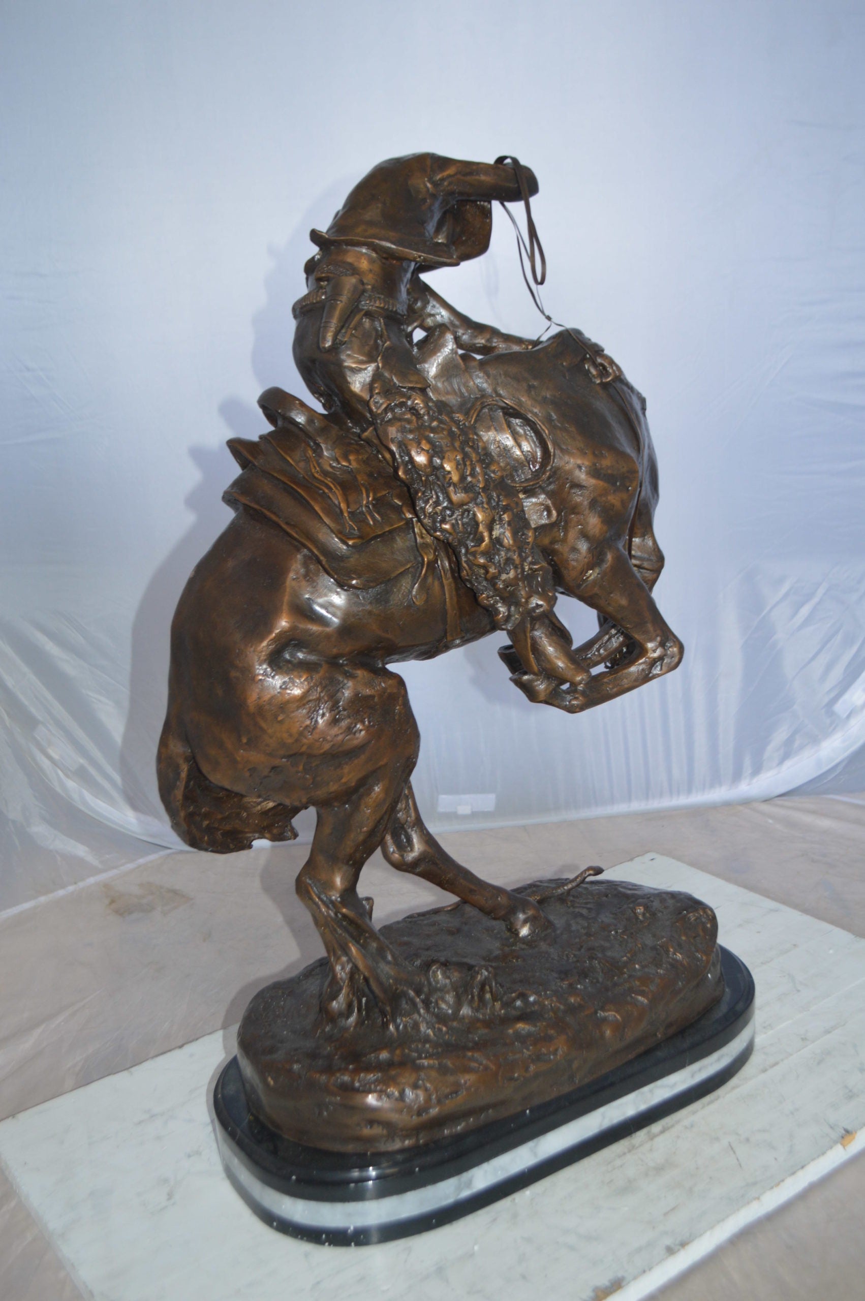 Jumbo Rattle Snake by Remington Bronze Statue -  Size: 21"L x 11"W x 32"H. 