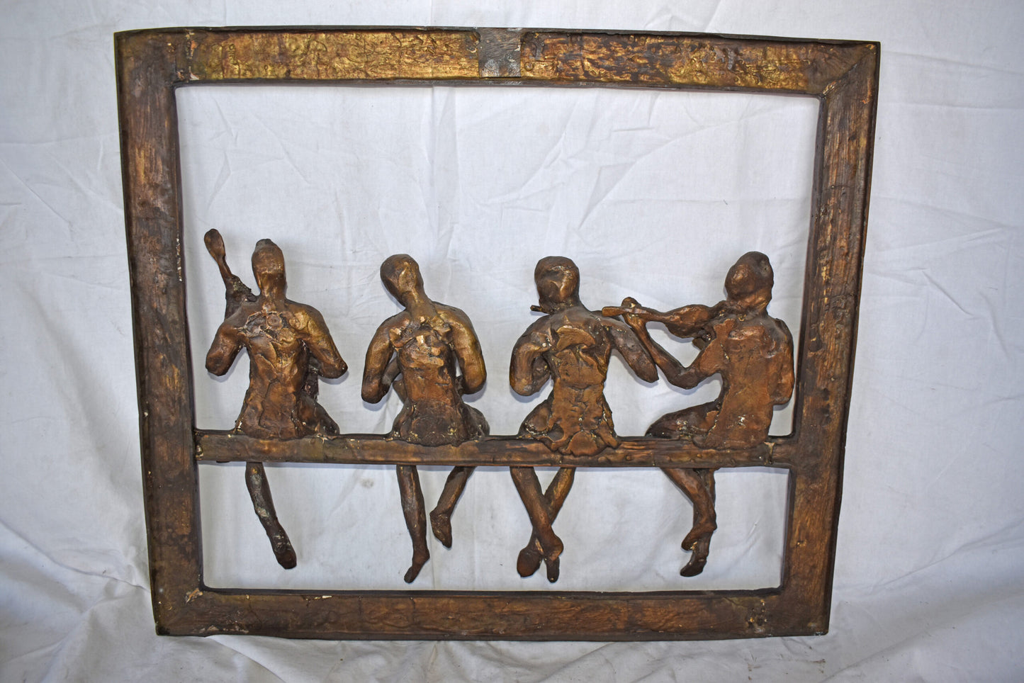 Musicians Picture Frame Made of Bronze Statue - Size: 21"L x 25"W x 4"H.