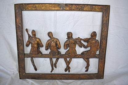 Musicians Picture Frame Made of Bronze Statue - Size: 21"L x 25"W x 4"H.