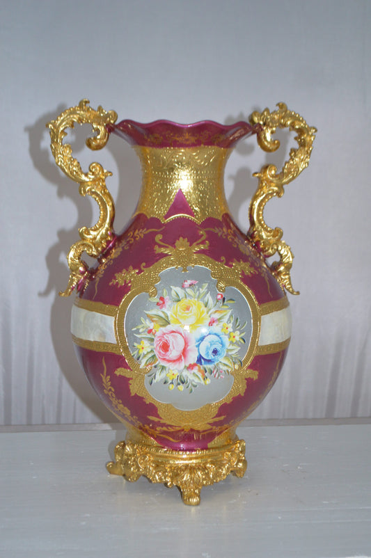 decoration Vase Gold and Pink -  Size: 12"L x 9"W x 17"H.