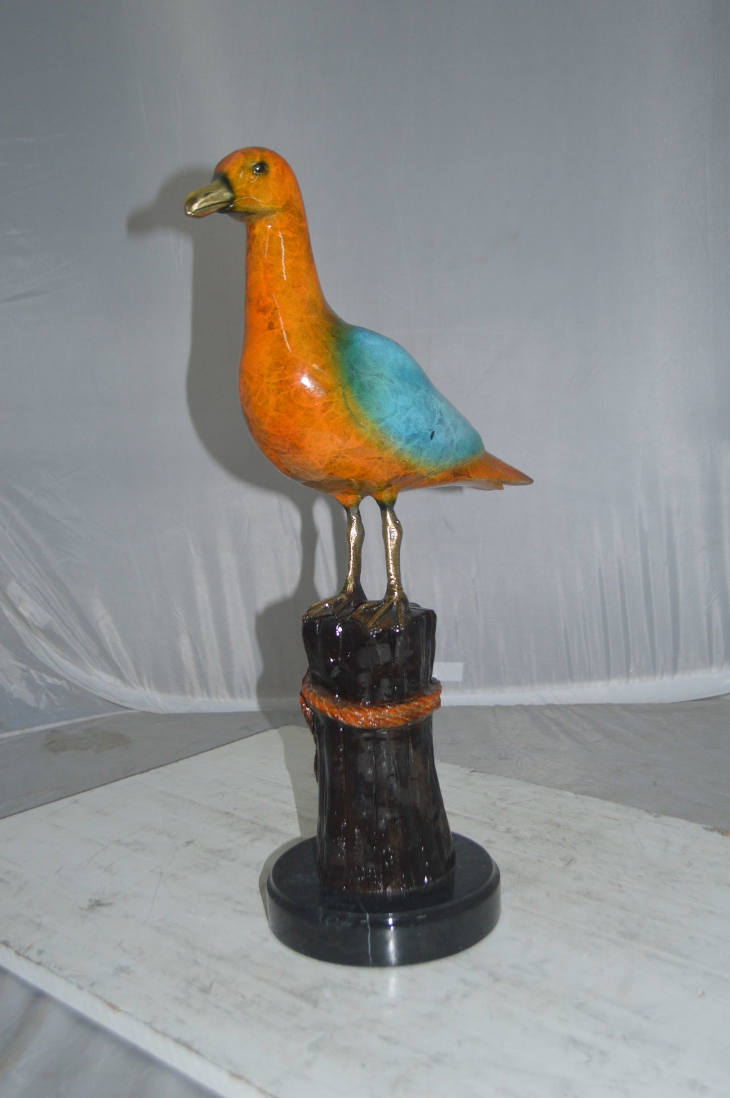 Bird on Tree Bronze Statue - Size: 9"L x 18"W x 22"H.