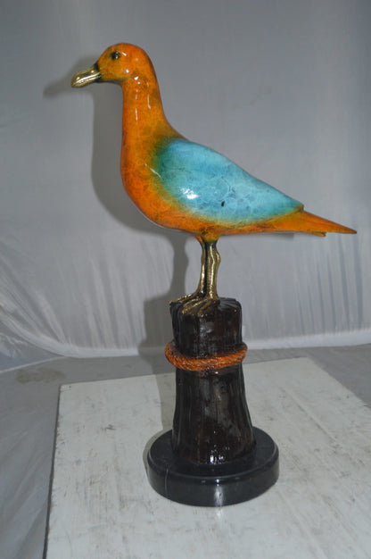 Bird on Tree Bronze Statue - Size: 9"L x 18"W x 22"H.