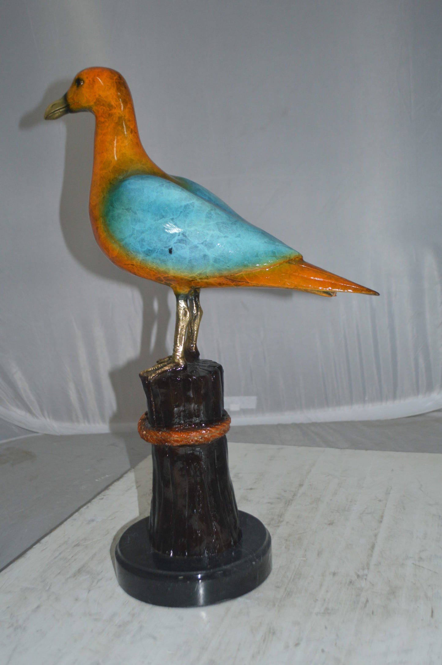 Bird on Tree Bronze Statue - Size: 9"L x 18"W x 22"H.