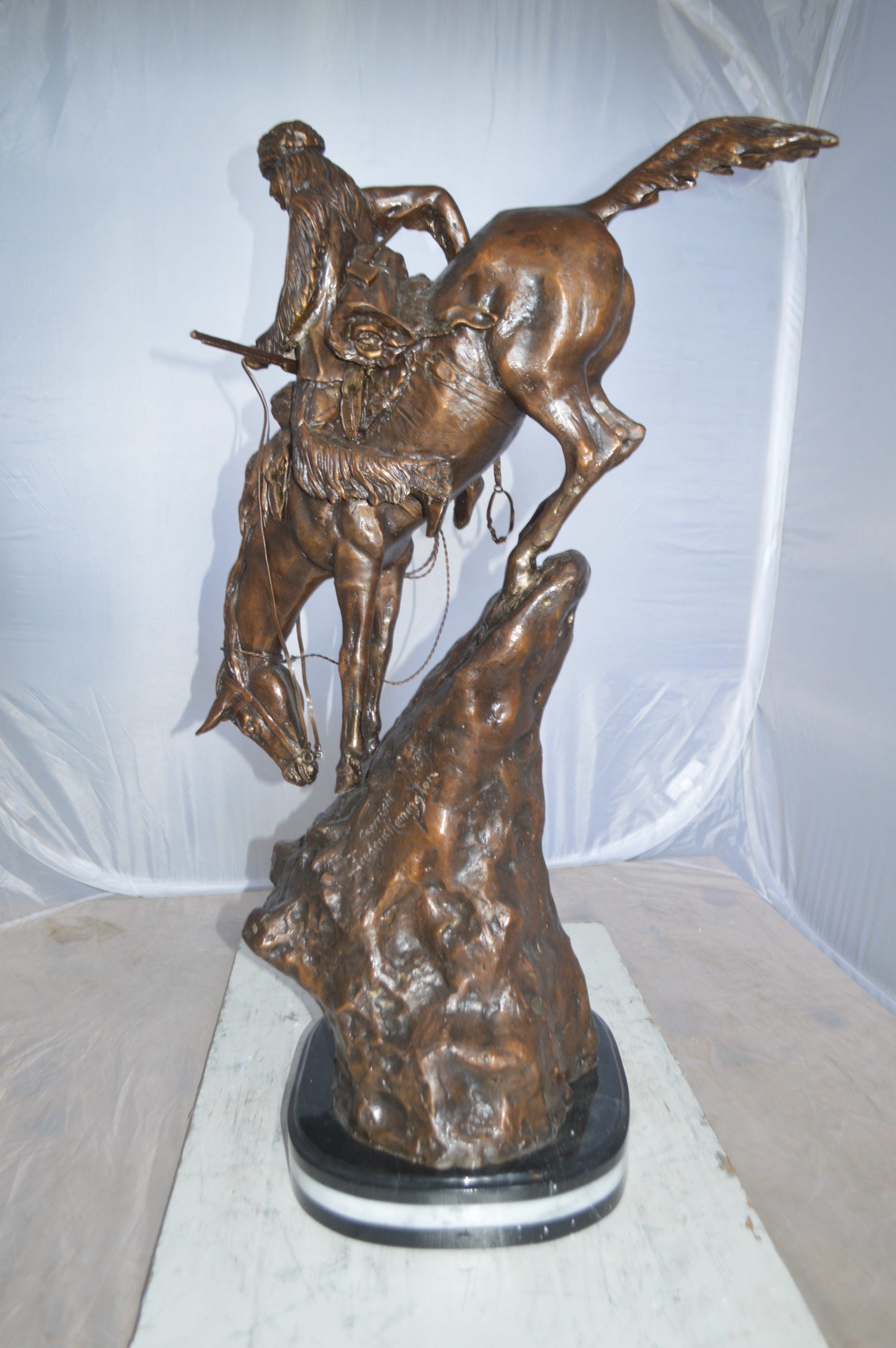 Jumbo Mountain Man by Remington Bronze Statue -  Size: 13"L x 13"W x 37"H. 