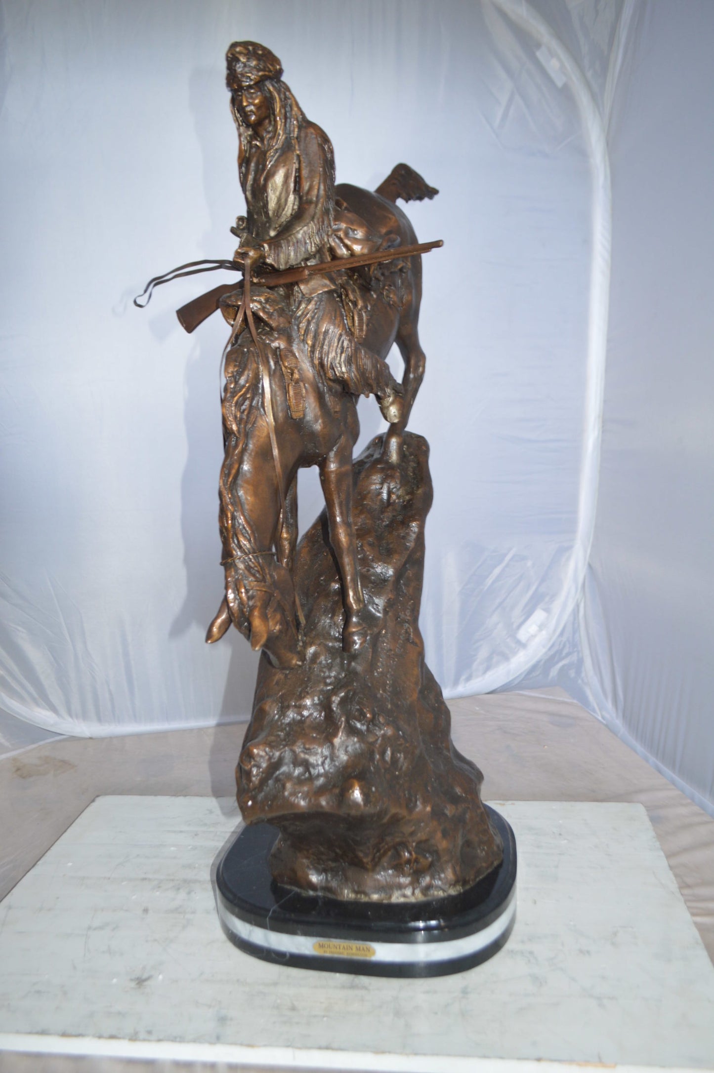 Jumbo Mountain Man by Remington Bronze Statue -  Size: 13"L x 13"W x 37"H. 