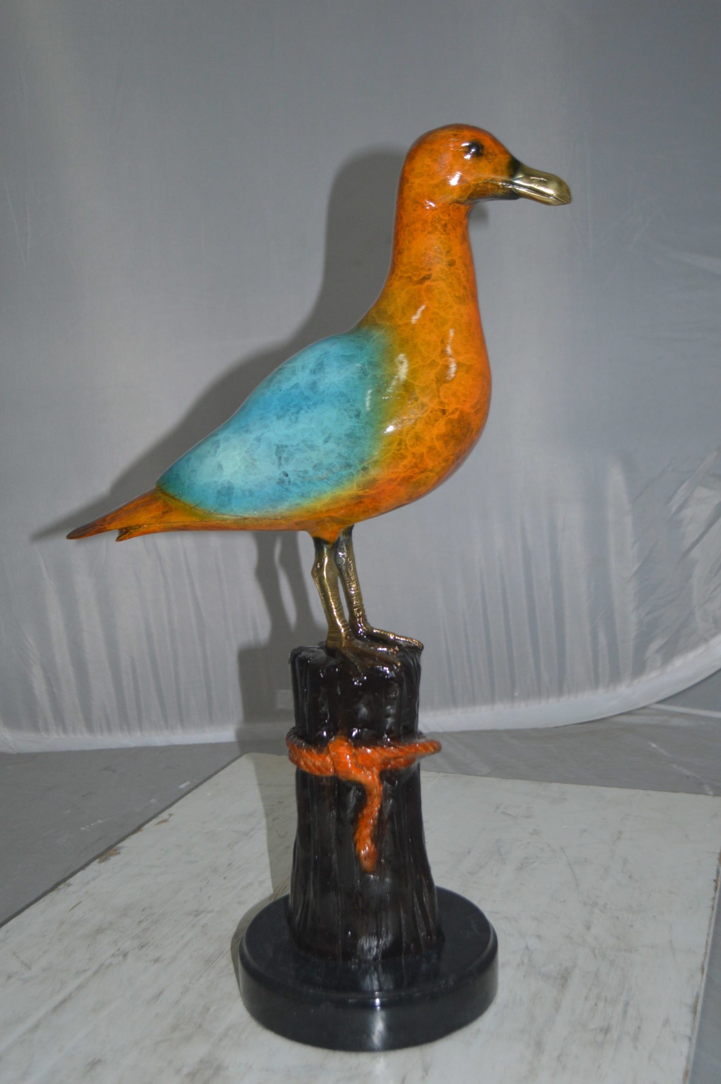 Bird on Tree Bronze Statue - Size: 9"L x 18"W x 22"H.