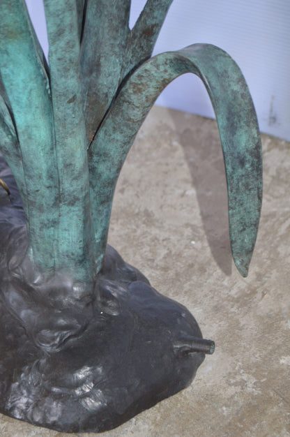 Large Heron Fountain Bronze Statue -  Size: 40"L x 24"W x 48"H.