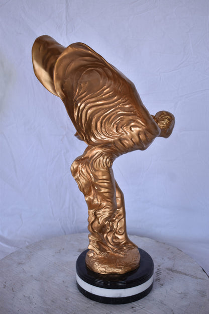 Spirit of Ecstasy Rolls Royce Gold Bronze Statue - Size: 10"L x 15"W x 24"H.