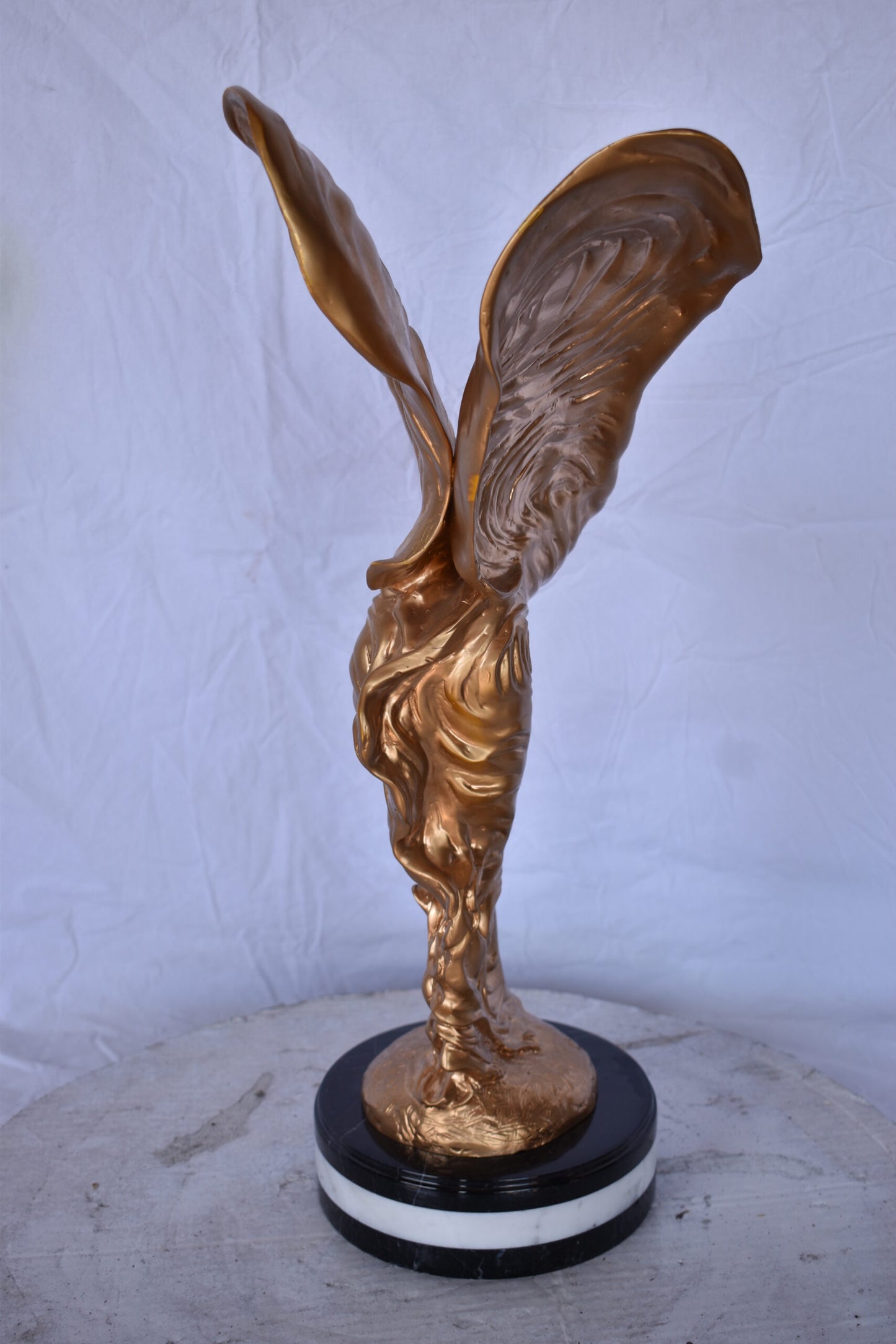 Spirit of Ecstasy Rolls Royce Gold Bronze Statue - Size: 10"L x 15"W x 24"H.