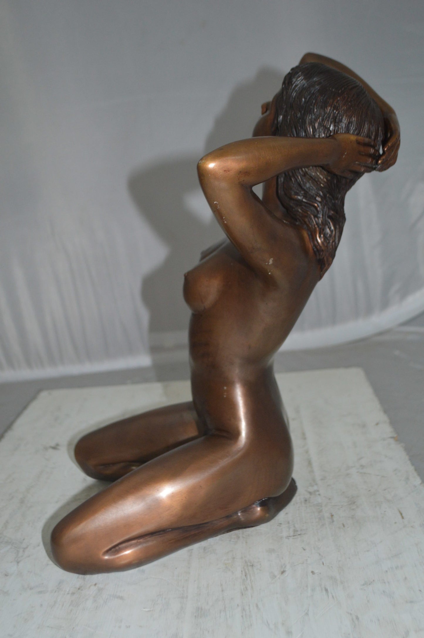 Nude Sitting Women Erotic Bronze Statue Art Nude - Size: 11"L x 10"W x 17"H.