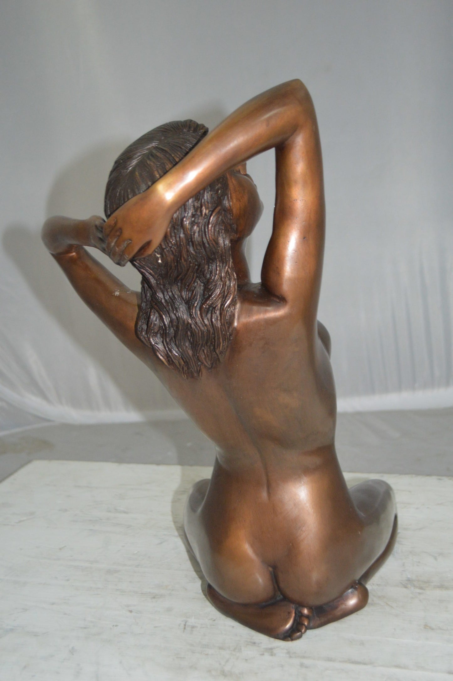 Nude Sitting Women Erotic Bronze Statue Art Nude - Size: 11"L x 10"W x 17"H.