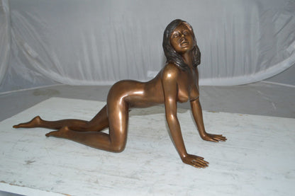 Nude Crawling Women Erotic Bronze Statue Art Nude- Size: 24"L x 10"W x 11"H.